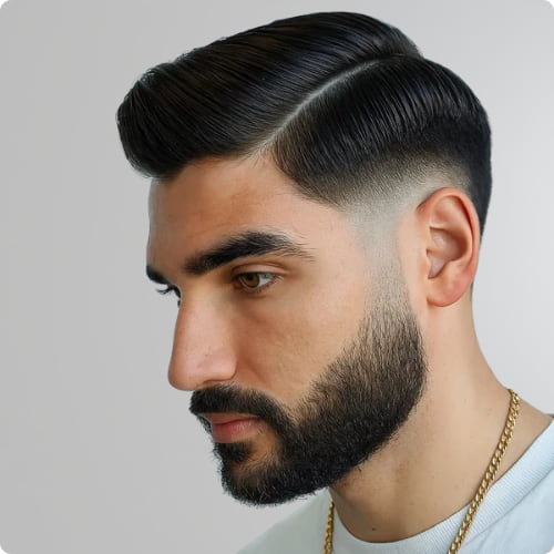 Comb Over Mid Taper Fade