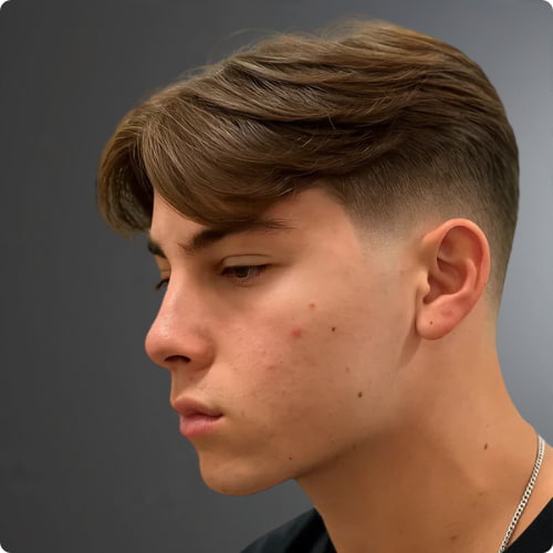 Low Fade Middle Part 
