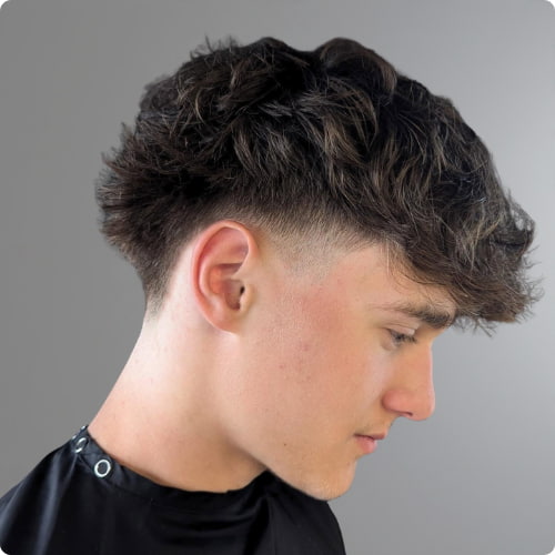 Messy Hair Mid Taper Fade