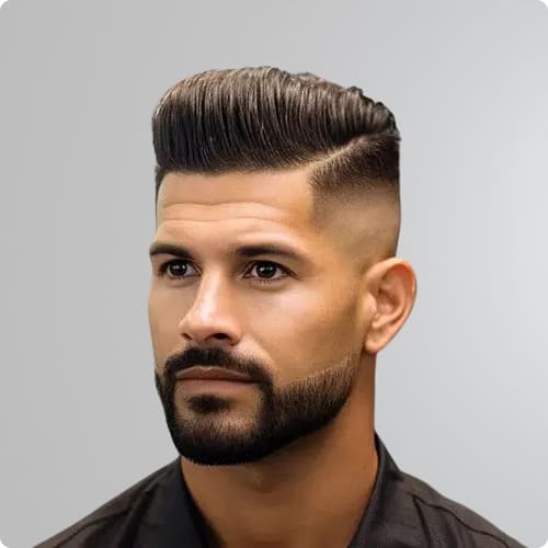 Mid Taper Fade Disconnected Pompadour