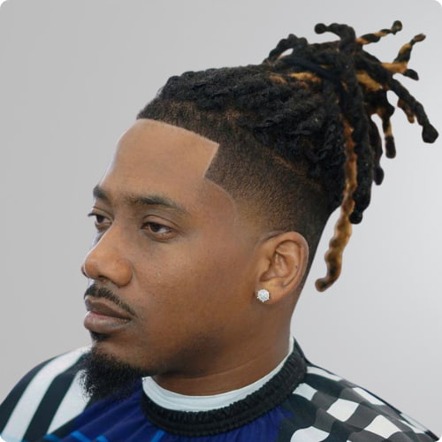 Mid Taper Fade Dreadlock Bun