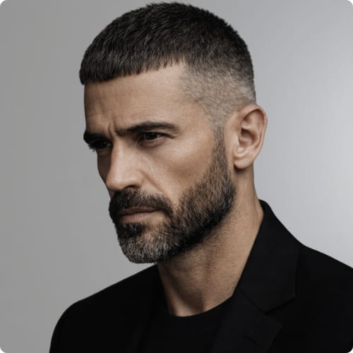 Straight Fringe on Caesar with Modern Fade