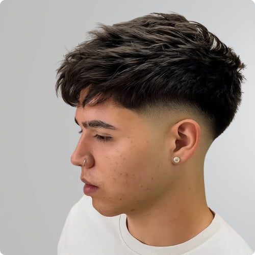 Straight Hair Mid Taper Fade