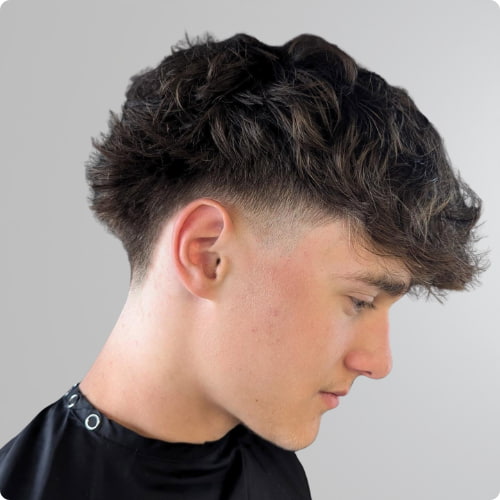 Wavy Hair Mid Taper Fade